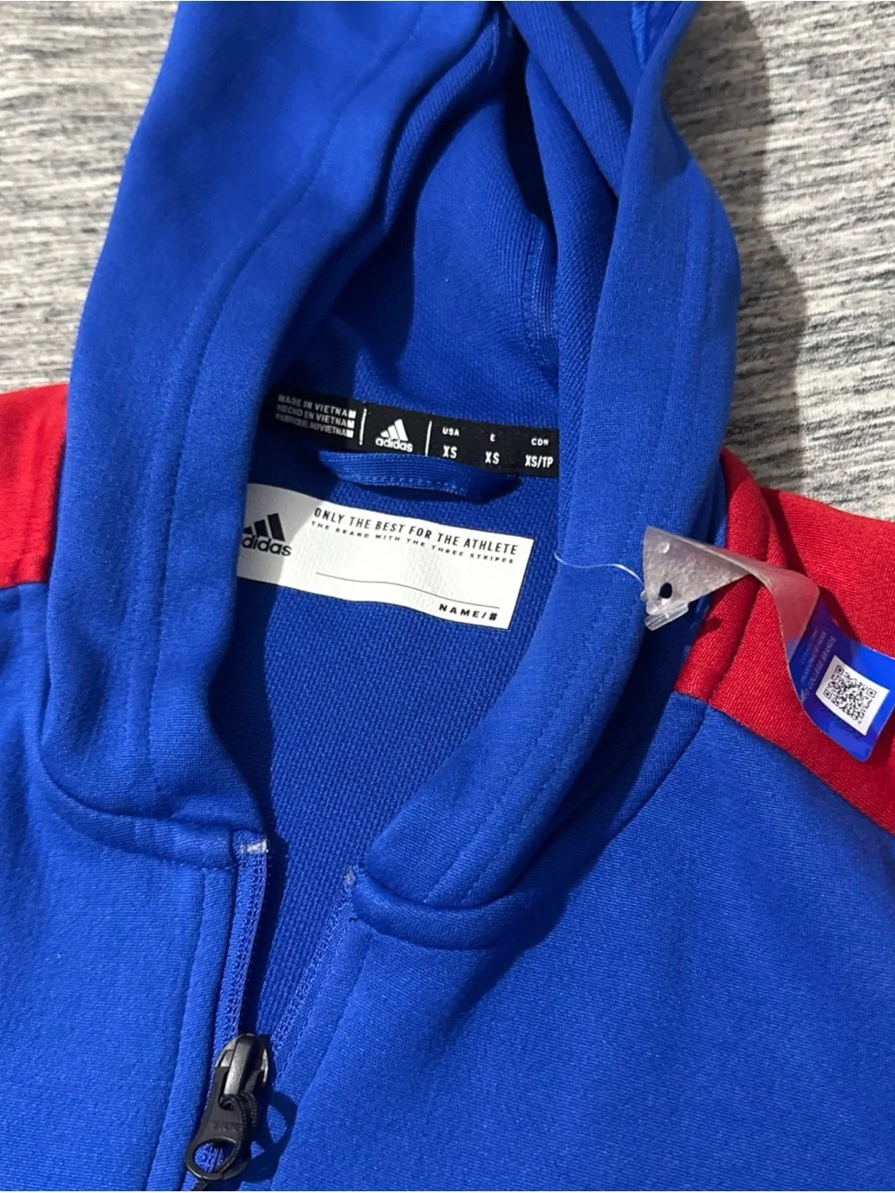 adidas Blue and Red Hooded Team Jacket KU Jayhawks
